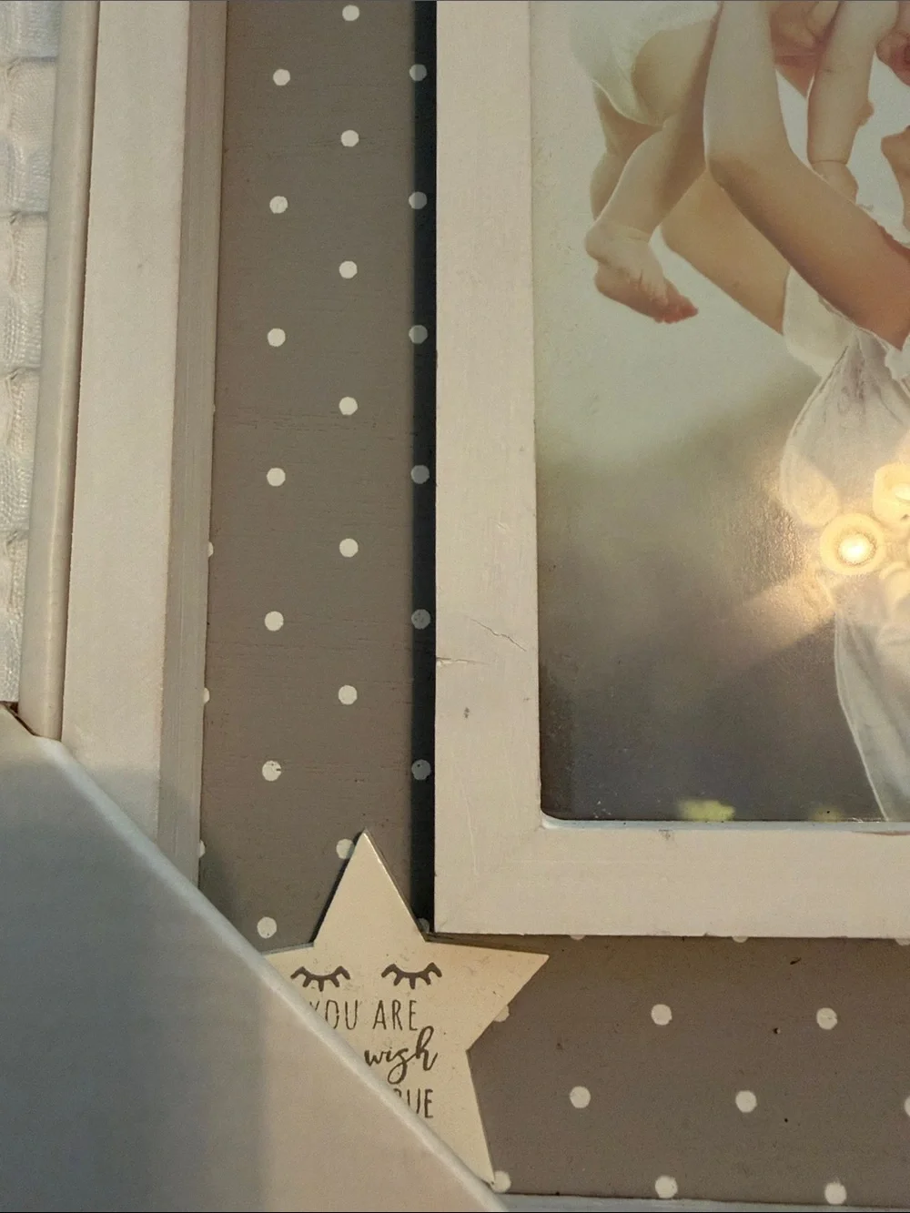 Gray Polka Dot Double Photo Frame Set - Modern Neutral Style